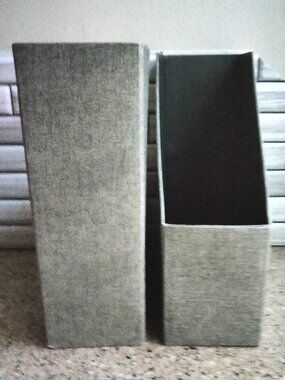 DUO: Linen Covered Slate Grey File Magazine Holders (C)